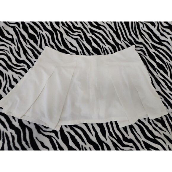 Free People Denim Pleated Micro Mini Skort Sz 6 White Nwt Retro Y2k - Picture 1 of 8